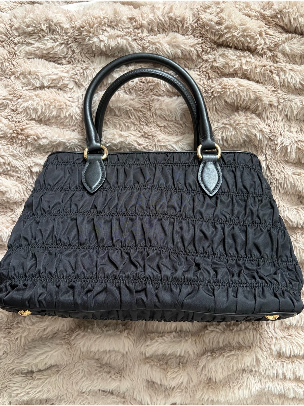 Prada Milano Black Tessuto Nylon Gaufre Small Tote - Picture 9 of 10